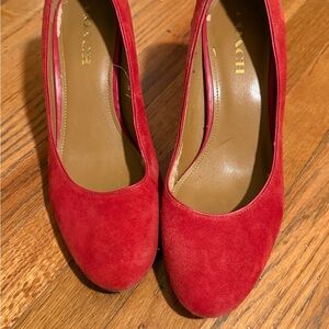 Red Suede Women's heels by coach